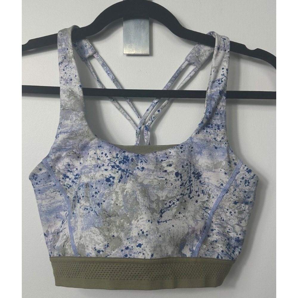 Korsa Road Runner Sports Bra Size S Paint Splatter Strappy Lined A27